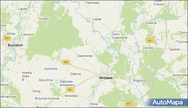mapa Podgórze gmina Widawa, Podgórze gmina Widawa na mapie Targeo