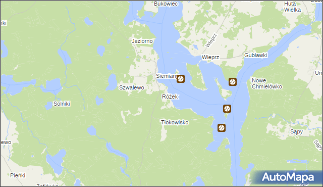 mapa Różek, Różek na mapie Targeo