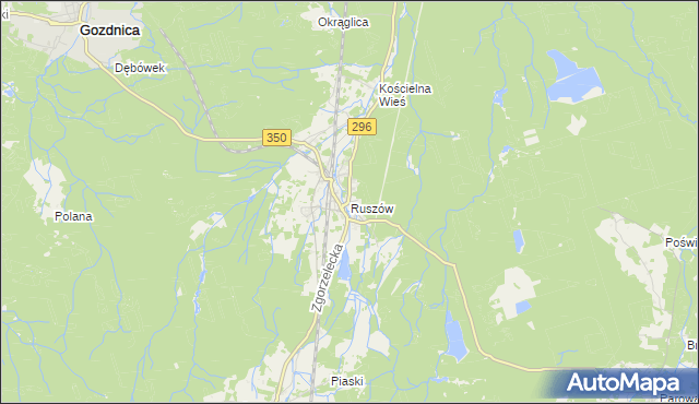 mapa Ruszów gmina Węgliniec, Ruszów gmina Węgliniec na mapie Targeo