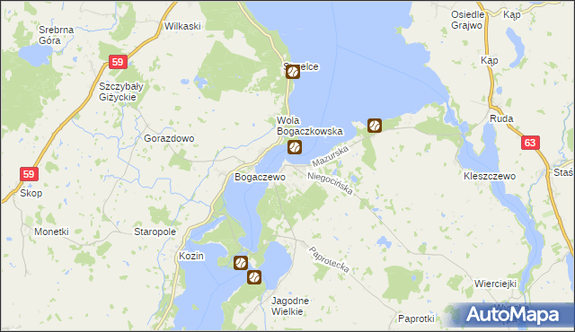 mapa Rydzewo gmina Miłki, Rydzewo gmina Miłki na mapie Targeo