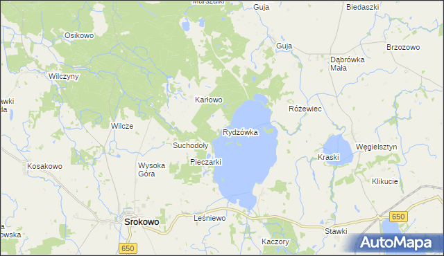 mapa Rydzówka gmina Węgorzewo, Rydzówka gmina Węgorzewo na mapie Targeo