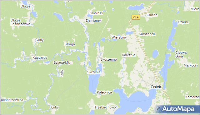 mapa Skórzenno, Skórzenno na mapie Targeo