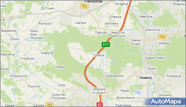 mapa Szewce gmina Sitkówka-Nowiny, Szewce gmina Sitkówka-Nowiny na mapie Targeo