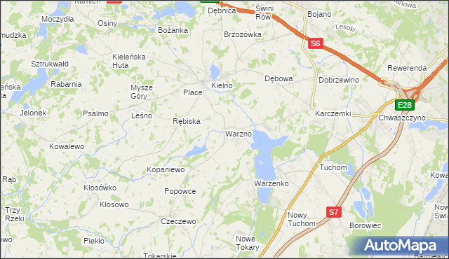 mapa Warzno, Warzno na mapie Targeo