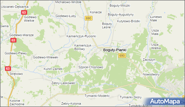 mapa Boguty-Żurawie, Boguty-Żurawie na mapie Targeo