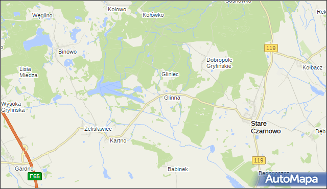 mapa Glinna, Glinna na mapie Targeo