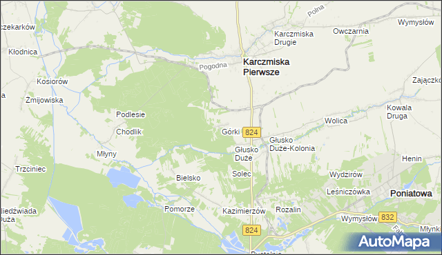 mapa Górki gmina Karczmiska, Górki gmina Karczmiska na mapie Targeo