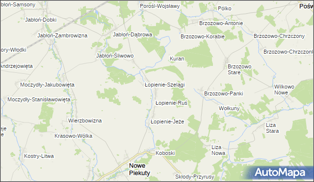 mapa Łopienie-Zyski, Łopienie-Zyski na mapie Targeo