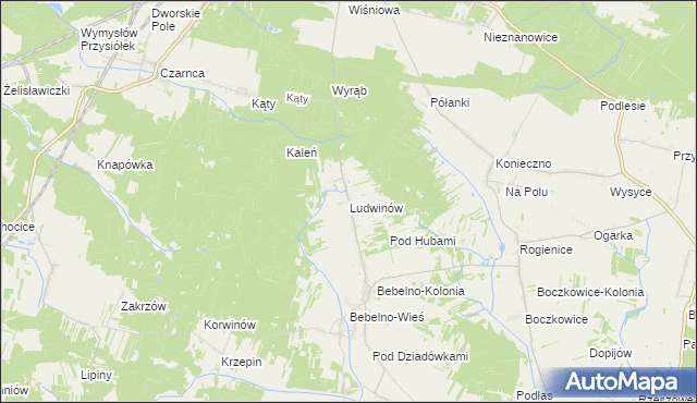 mapa Ludwinów gmina Włoszczowa, Ludwinów gmina Włoszczowa na mapie Targeo
