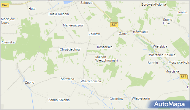 mapa Majdan Wierzchowiński, Majdan Wierzchowiński na mapie Targeo