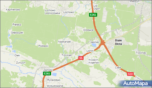 mapa Murowaniec gmina Białe Błota, Murowaniec gmina Białe Błota na mapie Targeo