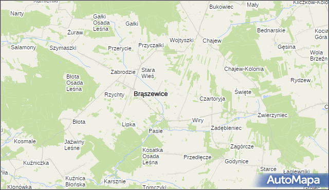 mapa Żarnów gmina Brąszewice, Żarnów gmina Brąszewice na mapie Targeo