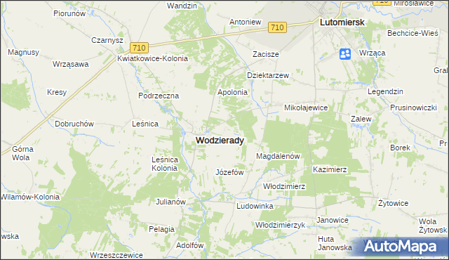 mapa Alfonsów gmina Wodzierady, Alfonsów gmina Wodzierady na mapie Targeo