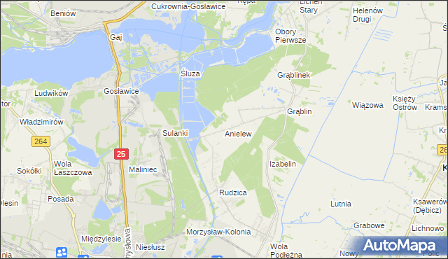 mapa Anielew gmina Kramsk, Anielew gmina Kramsk na mapie Targeo