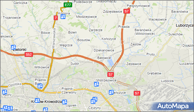 mapa Batowice, Batowice na mapie Targeo