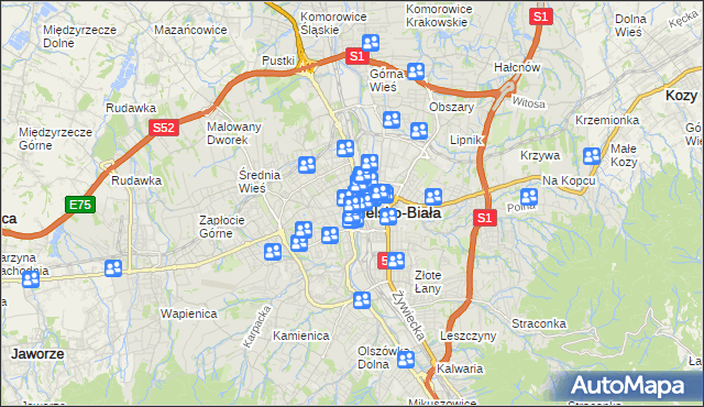 mapa Bielsko-Białej, Bielsko-Biała na mapie Targeo