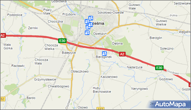 mapa Bierzglinek, Bierzglinek na mapie Targeo