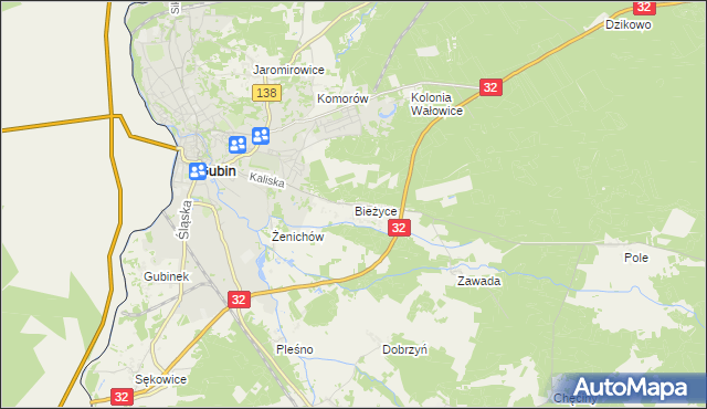 mapa Bieżyce, Bieżyce na mapie Targeo