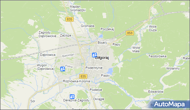 mapa Biłgoraj, Biłgoraj na mapie Targeo