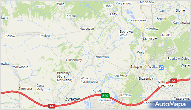 mapa Bobrowa gmina Żyraków, Bobrowa gmina Żyraków na mapie Targeo