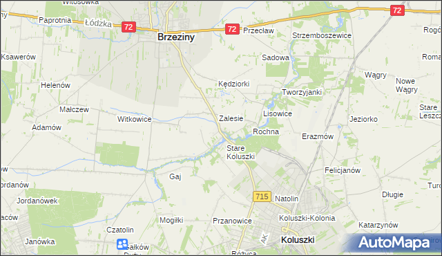 mapa Bogdanka gmina Brzeziny, Bogdanka gmina Brzeziny na mapie Targeo