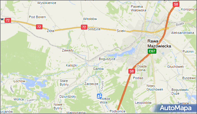 mapa Boguszyce gmina Rawa Mazowiecka, Boguszyce gmina Rawa Mazowiecka na mapie Targeo
