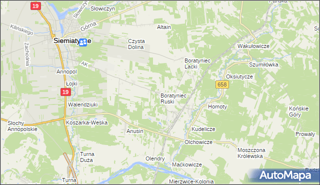 mapa Boratyniec Ruski, Boratyniec Ruski na mapie Targeo