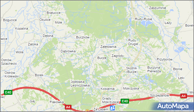 mapa Bucze gmina Brzesko, Bucze gmina Brzesko na mapie Targeo