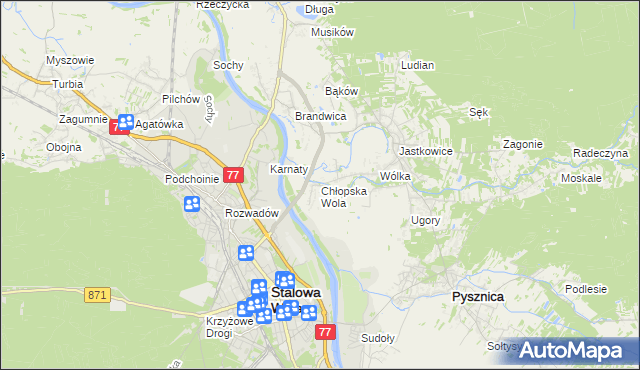 mapa Chłopska Wola, Chłopska Wola na mapie Targeo