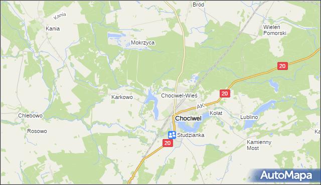 mapa Chociwel-Wieś, Chociwel-Wieś na mapie Targeo