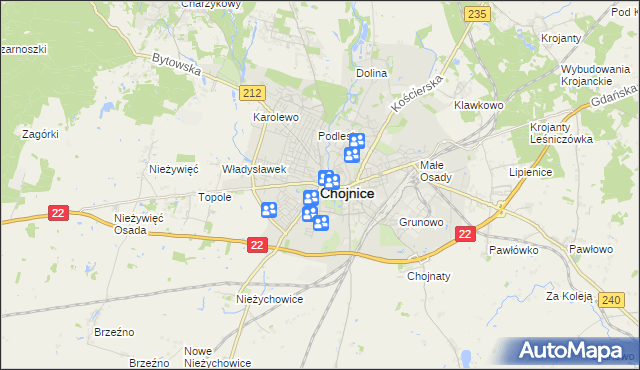 mapa Chojnic, Chojnice na mapie Targeo