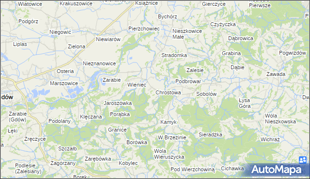mapa Chrostowa gmina Łapanów, Chrostowa gmina Łapanów na mapie Targeo