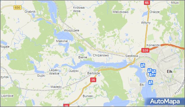 mapa Chrzanowo gmina Ełk, Chrzanowo gmina Ełk na mapie Targeo