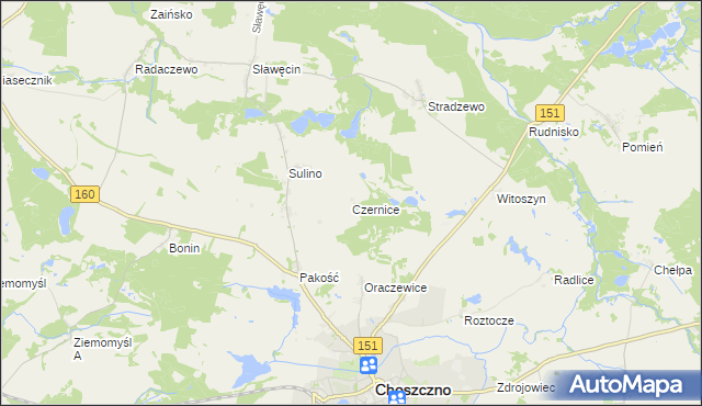 mapa Czernice gmina Choszczno, Czernice gmina Choszczno na mapie Targeo