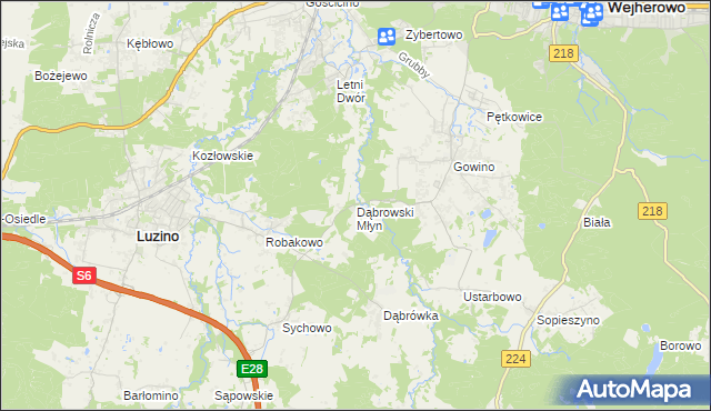 mapa Dąbrowski Młyn, Dąbrowski Młyn na mapie Targeo