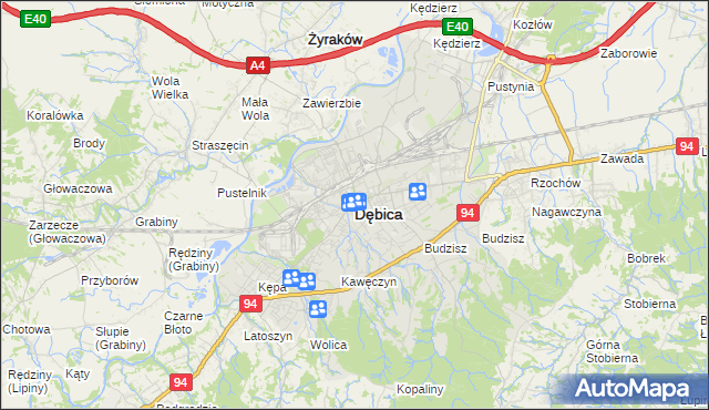 mapa Dębicy, Dębica na mapie Targeo