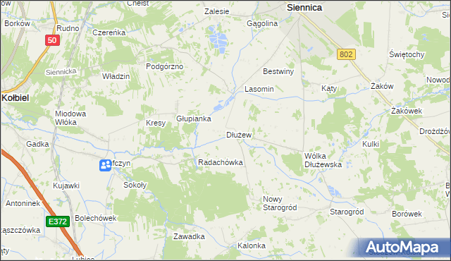 mapa Dłużew, Dłużew na mapie Targeo