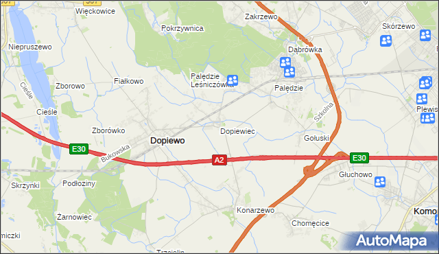 mapa Dopiewiec, Dopiewiec na mapie Targeo