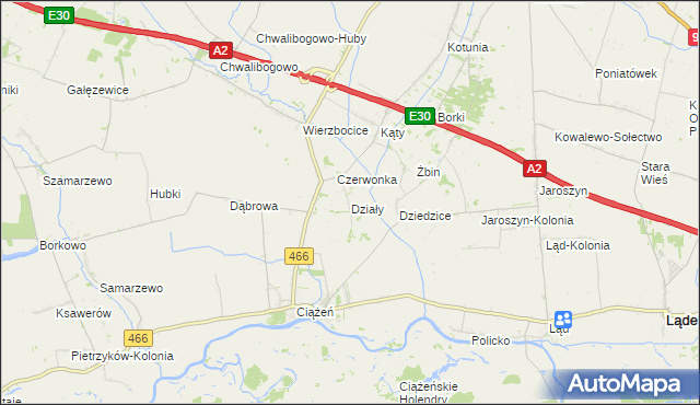 mapa Działy gmina Lądek, Działy gmina Lądek na mapie Targeo