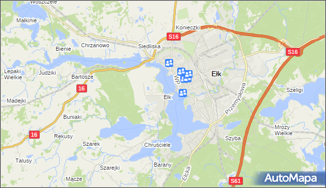 mapa Ełk powiat ełcki, Ełk powiat ełcki na mapie Targeo