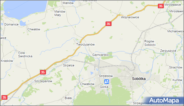 mapa Garncarsko gmina Sobótka, Garncarsko gmina Sobótka na mapie Targeo