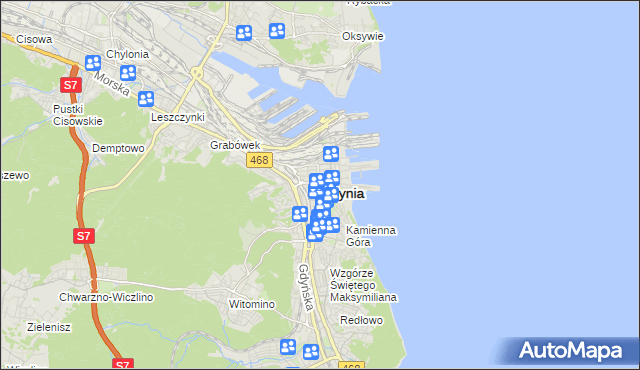 mapa Gdyni, Gdynia na mapie Targeo