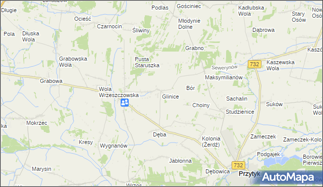 mapa Glinice gmina Przytyk, Glinice gmina Przytyk na mapie Targeo