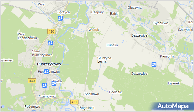 mapa Głuszyna Leśna, Głuszyna Leśna na mapie Targeo