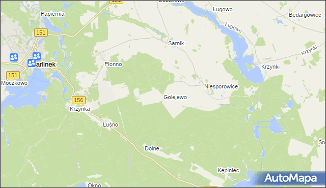 mapa Golejewo gmina Pełczyce, Golejewo gmina Pełczyce na mapie Targeo