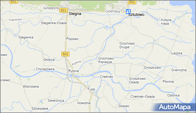 mapa Grochowo Pierwsze, Grochowo Pierwsze na mapie Targeo