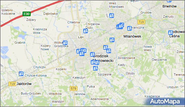 mapa Grodzisk Mazowiecki, Grodzisk Mazowiecki na mapie Targeo