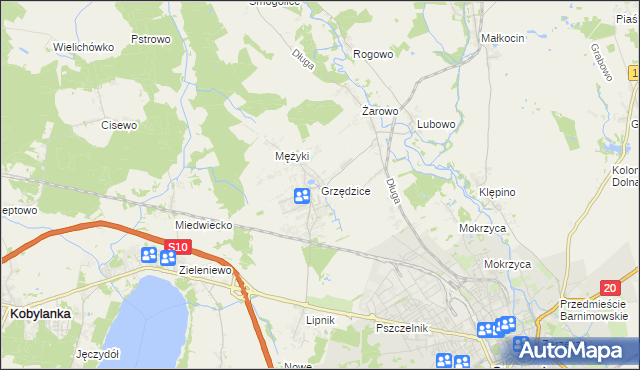 mapa Grzędzice, Grzędzice na mapie Targeo