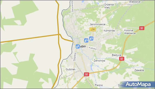 mapa Gubin, Gubin na mapie Targeo