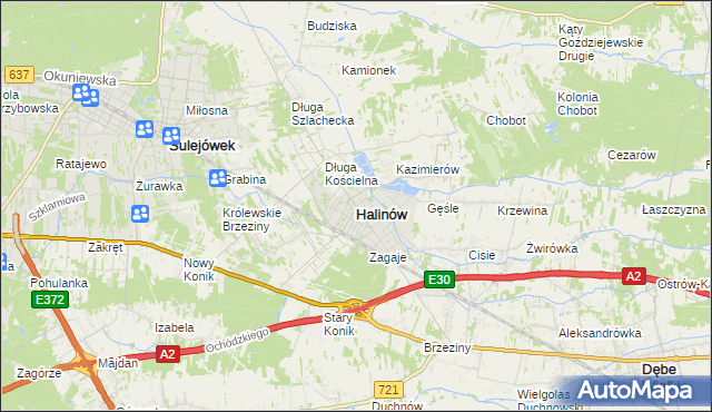 mapa Halinów powiat miński, Halinów powiat miński na mapie Targeo